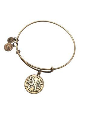 Alex And Ani Gold-Tone Adjustable Bangle Bracelet With Intricate Charm Design